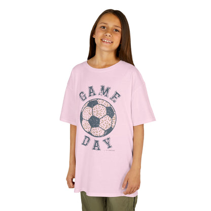 Kids Heavy Cotton Gildan Soccer Game Day Leopard Hive Tee
