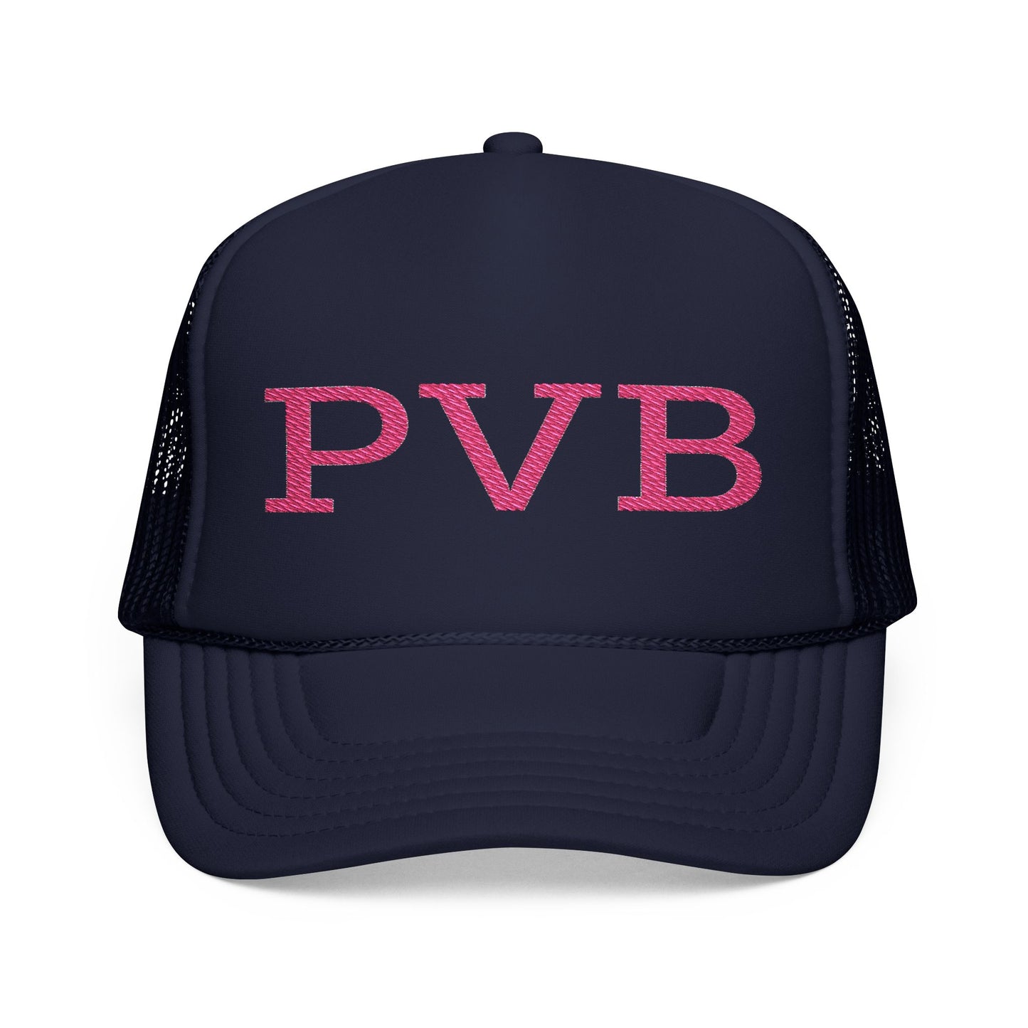 PVB Ponte Vedra Beach in Pink Embroidered Foam Trucker Otto Hat - Summer Vibe Accessory