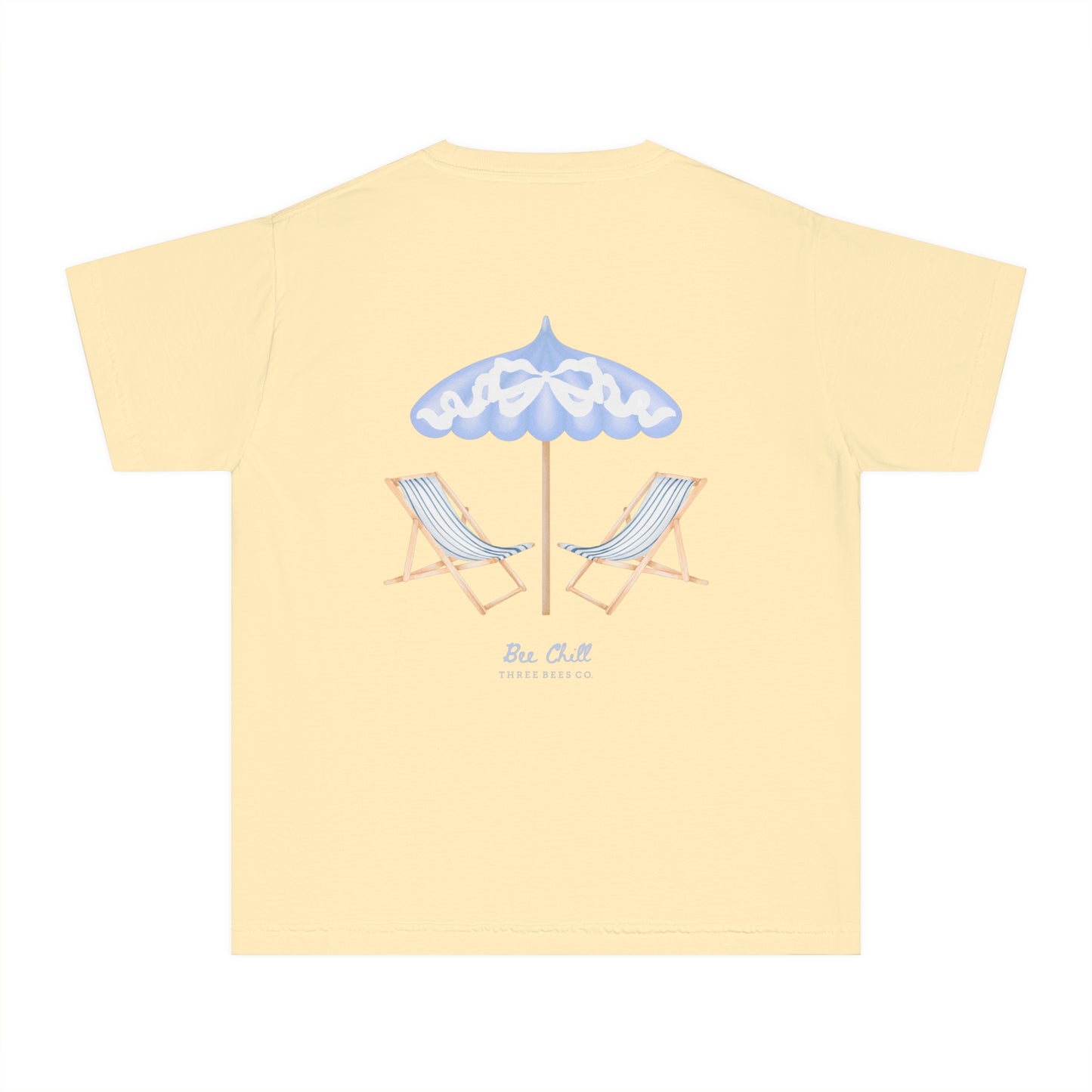 Be Chill Girls Beach Chairs and Umbrella Short Sleeve Youth Hive Tee