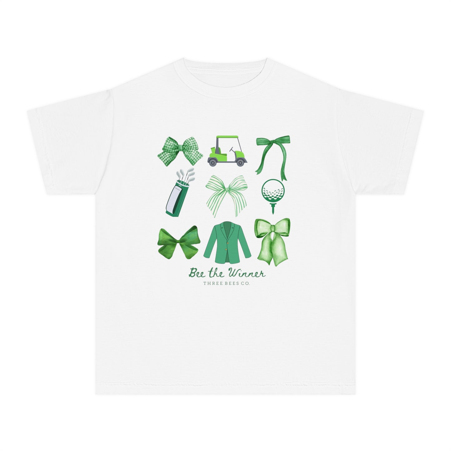 Bee the Winner Girls Green Bows Golf Short Sleeve Youth Hive Tee