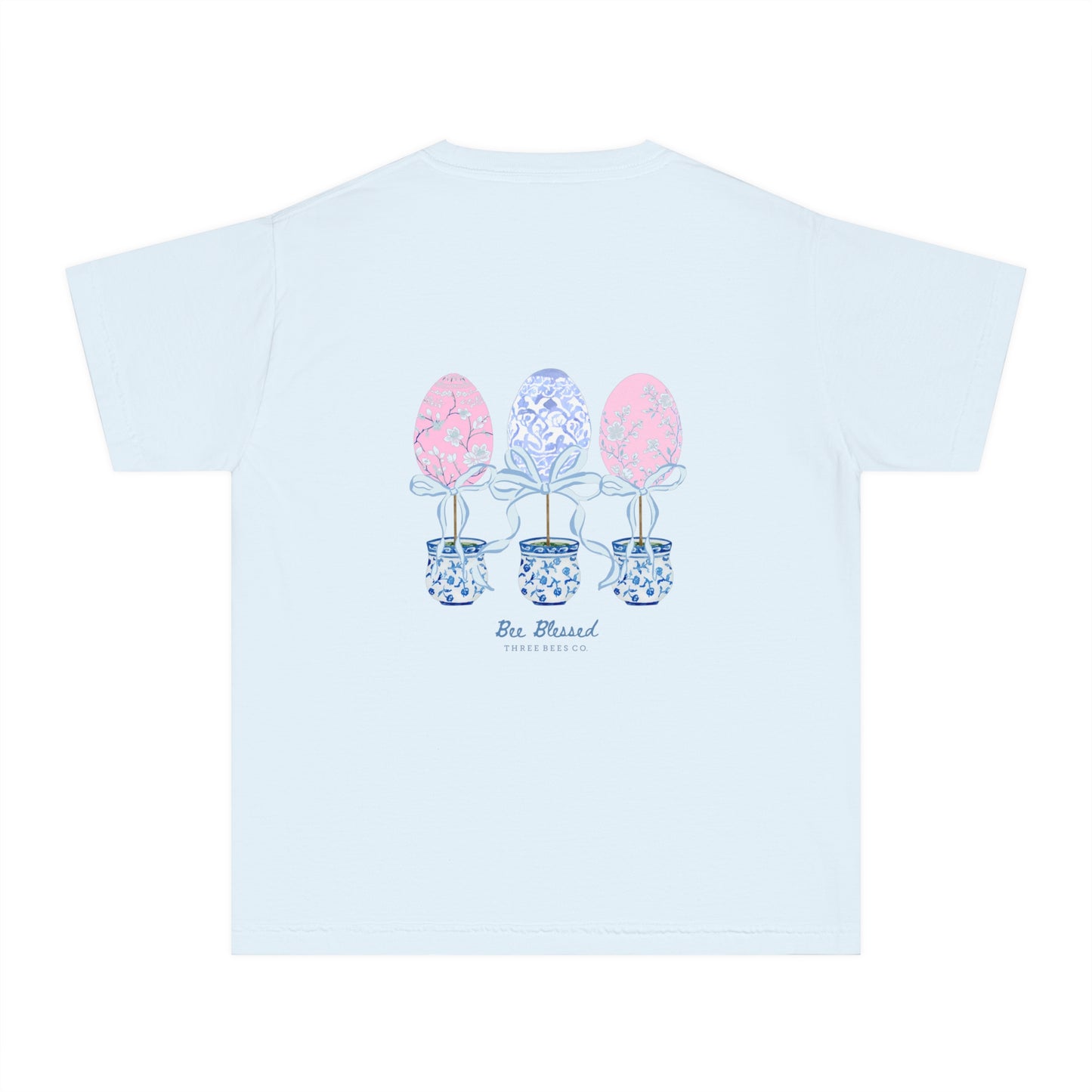 Bee Blessed Egg Topiary Trio Girls Short Sleeve Youth Hive Tee