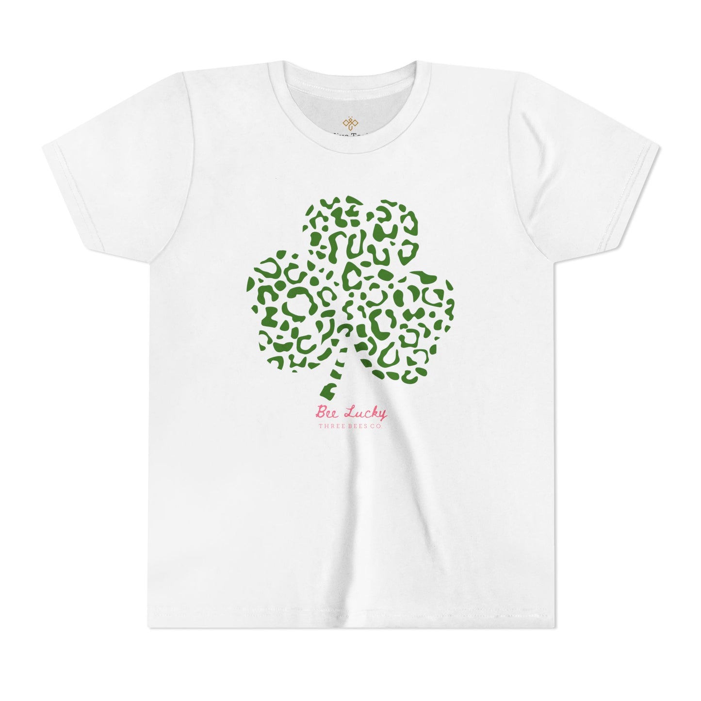 Bee Lucky Leopard Clover Girls Short Sleeve Youth Hive Tee