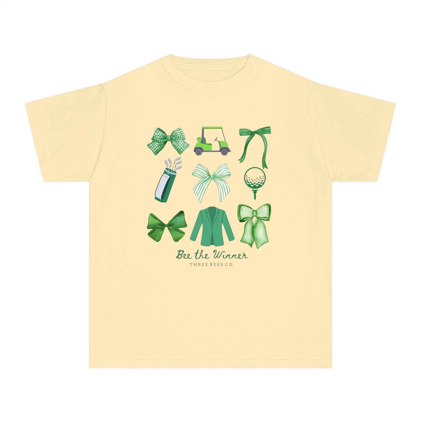 Bee the Winner Girls Green Bows Golf Short Sleeve Youth Hive Tee