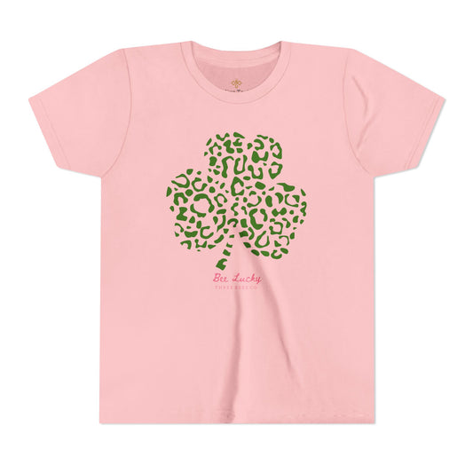 Bee Lucky Leopard Clover Girls Short Sleeve Youth Hive Tee