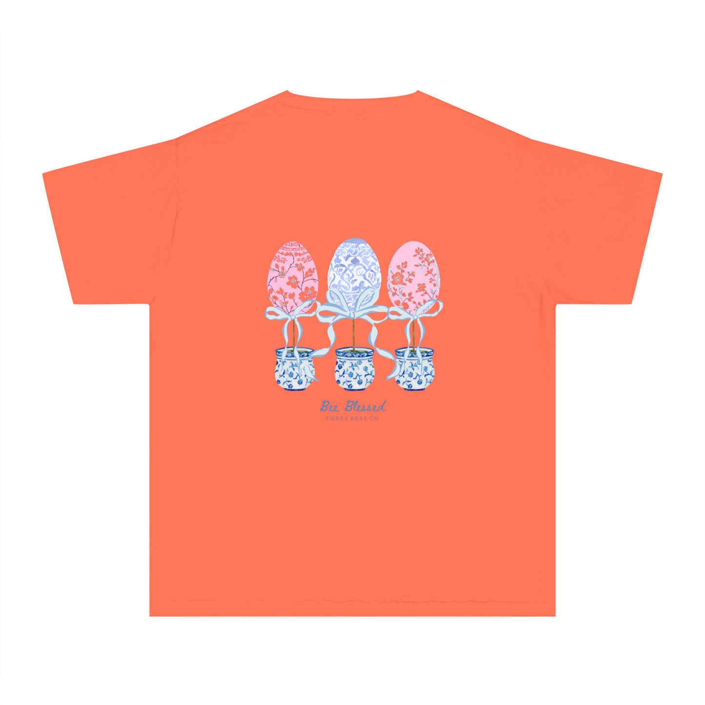 Bee Blessed Egg Topiary Trio Girls Short Sleeve Youth Hive Tee