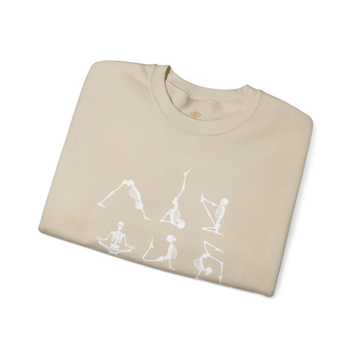 Namaste Halloween Yoga Skeleton Sweatshirt | Cozy Gildan Unisex Crewneck, Three Bees Co. Fall Fashion, Halloween Apparel, Spooky Season Essentials
