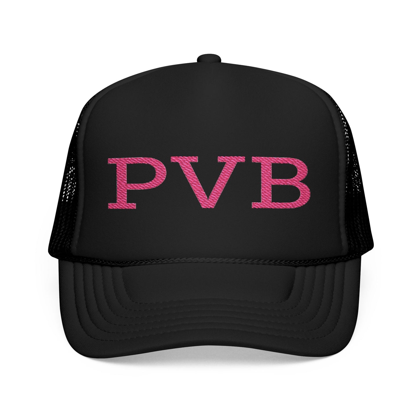 PVB Ponte Vedra Beach in Pink Embroidered Foam Trucker Otto Hat - Summer Vibe Accessory