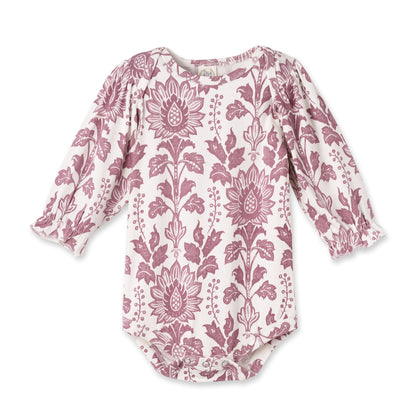 Floral Tapestry Baby Bodysuit - Long Sleeve Vintage Style