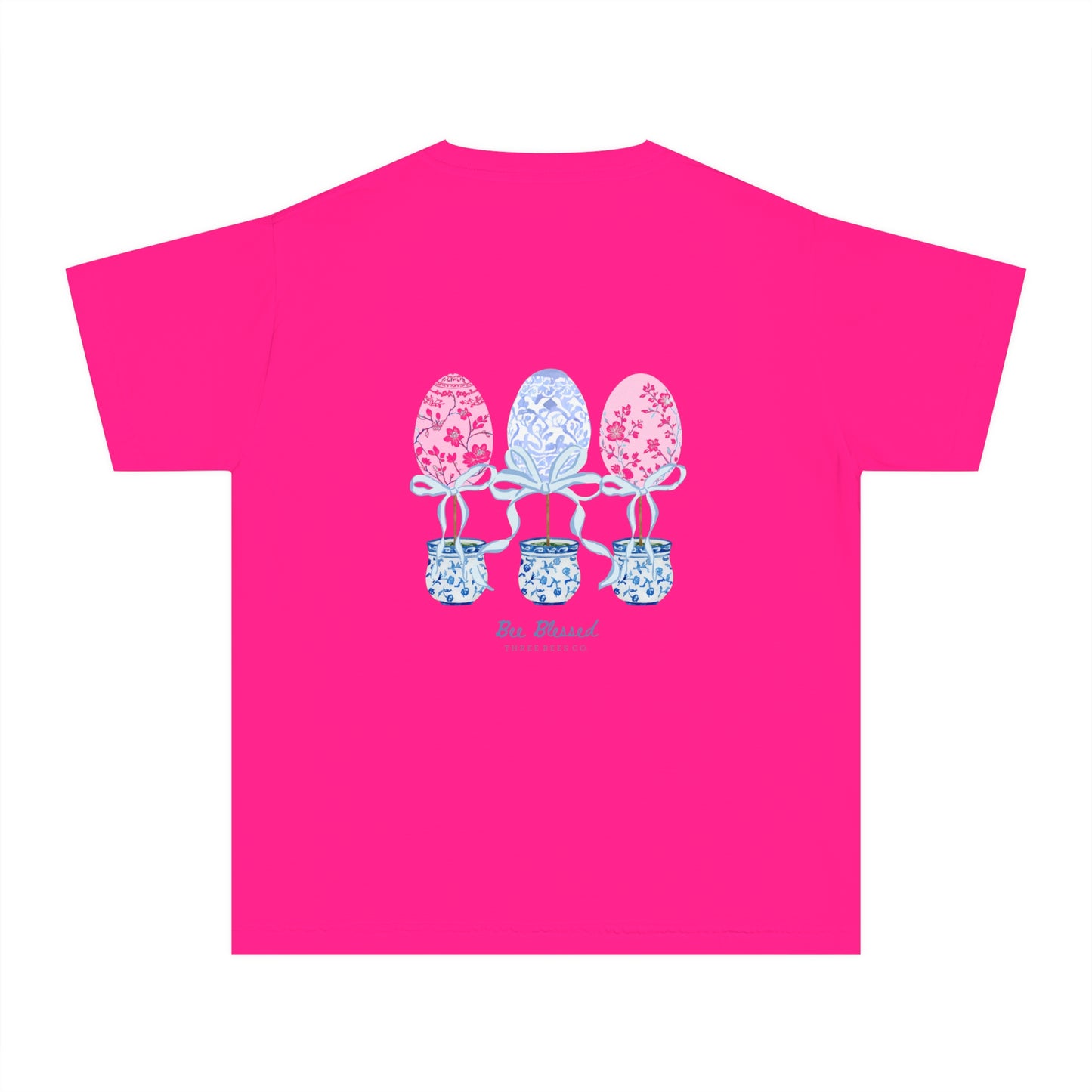 Bee Blessed Egg Topiary Trio Girls Short Sleeve Youth Hive Tee