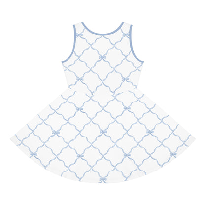 Trellis Bow Girls Sleeveless Knit Sundress - Light Blue