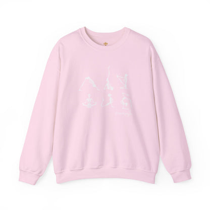 Namaste Halloween Yoga Skeleton Sweatshirt | Cozy Gildan Unisex Crewneck, Three Bees Co. Fall Fashion, Halloween Apparel, Spooky Season Essentials