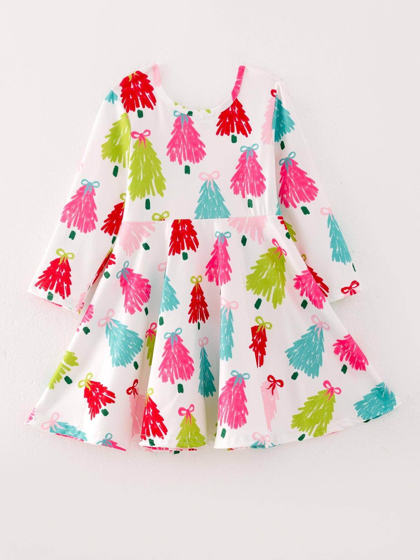 Rylee Faith Designs - Christmas Tree Print Long Sleeve Dress