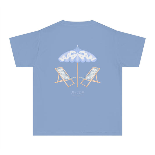 Be Chill Girls Beach Chairs and Umbrella Short Sleeve Youth Hive Tee