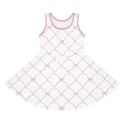 Trellis Bow Girls Sleeveless Knit Sundress - Pink