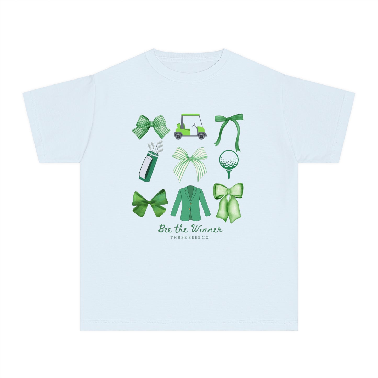 Bee the Winner Girls Green Bows Golf Short Sleeve Youth Hive Tee