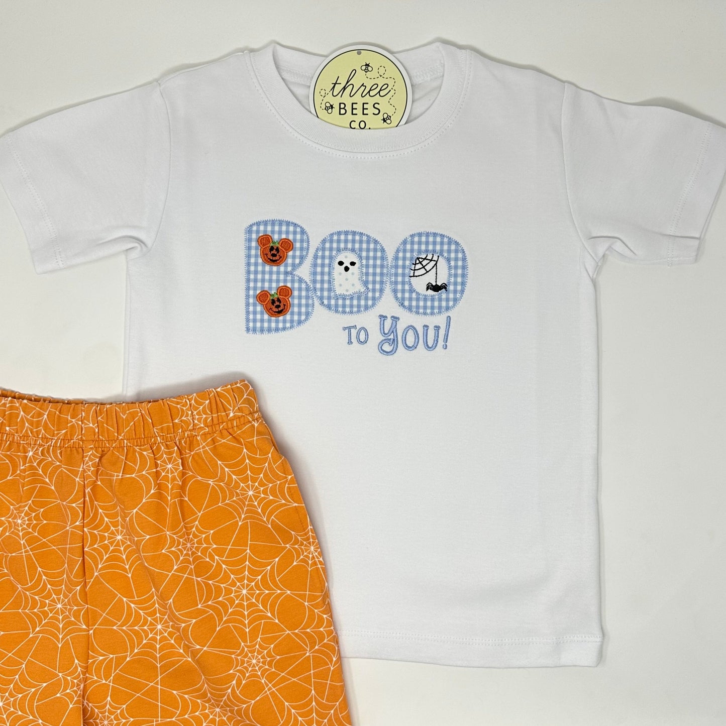 Boys Spider Web Orange Knit Short