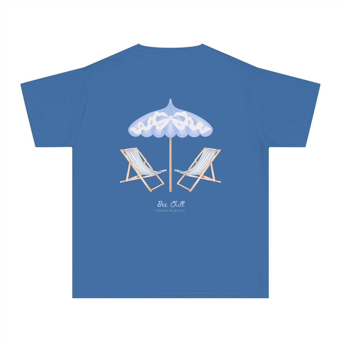 Be Chill Girls Beach Chairs and Umbrella Short Sleeve Youth Hive Tee