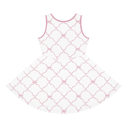 Trellis Bow Girls Sleeveless Knit Sundress - Pink