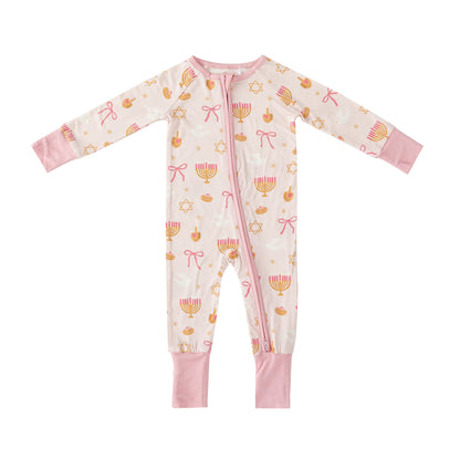 Pretty In Hanukkah (Convertible Zip Footies)