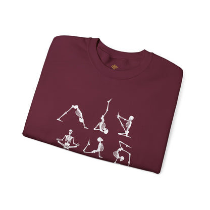 Namaste Halloween Yoga Skeleton Sweatshirt | Cozy Gildan Unisex Crewneck, Three Bees Co. Fall Fashion, Halloween Apparel, Spooky Season Essentials