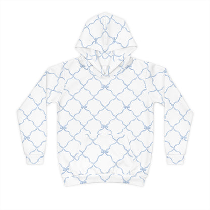 Trellis Bow Youth Hoodie Activewear - Light Blue