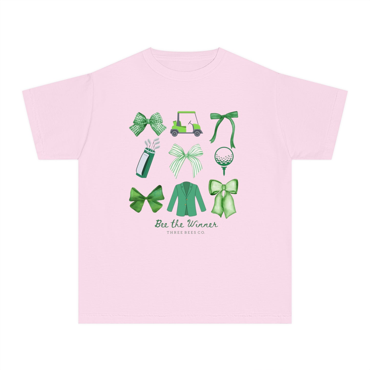 Bee the Winner Girls Green Bows Golf Short Sleeve Youth Hive Tee