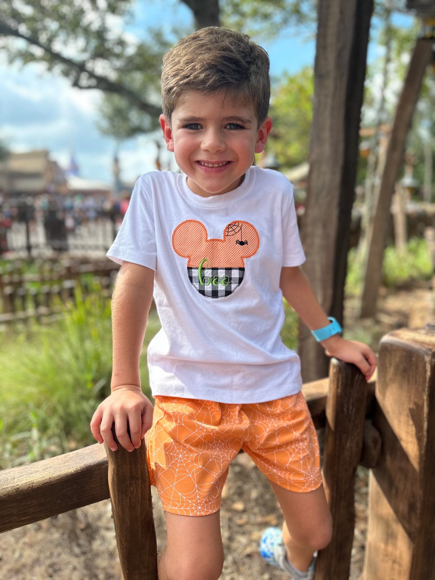 Boys Spider Web Orange Knit Short