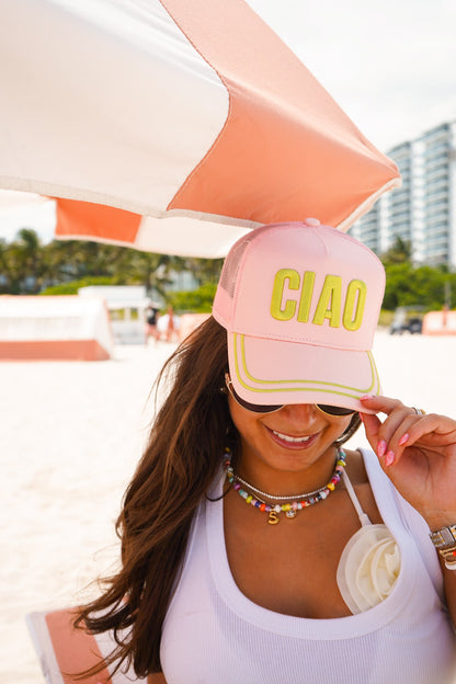 Ciao - Pink Canvas Trucker Hat
