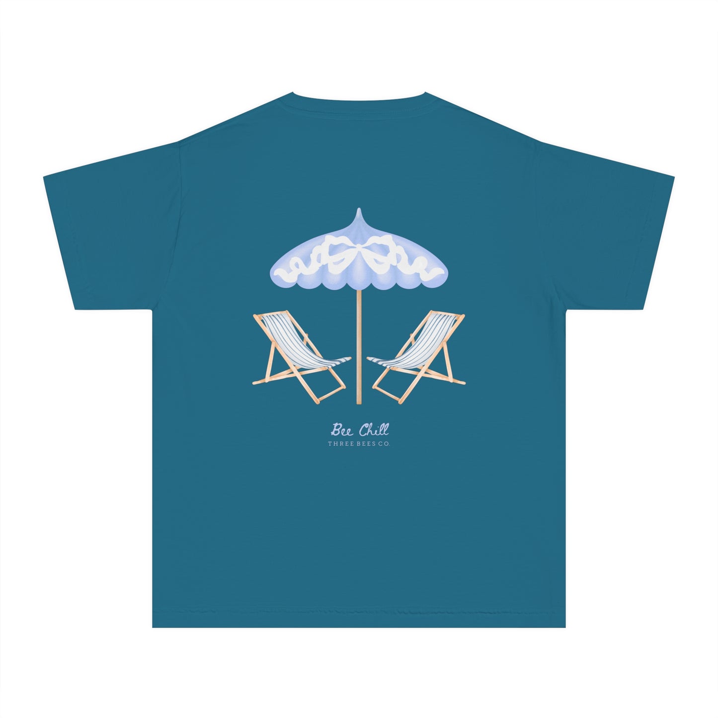 Be Chill Girls Beach Chairs and Umbrella Short Sleeve Youth Hive Tee