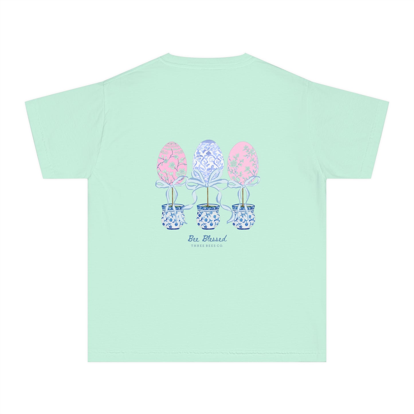 Bee Blessed Egg Topiary Trio Girls Short Sleeve Youth Hive Tee