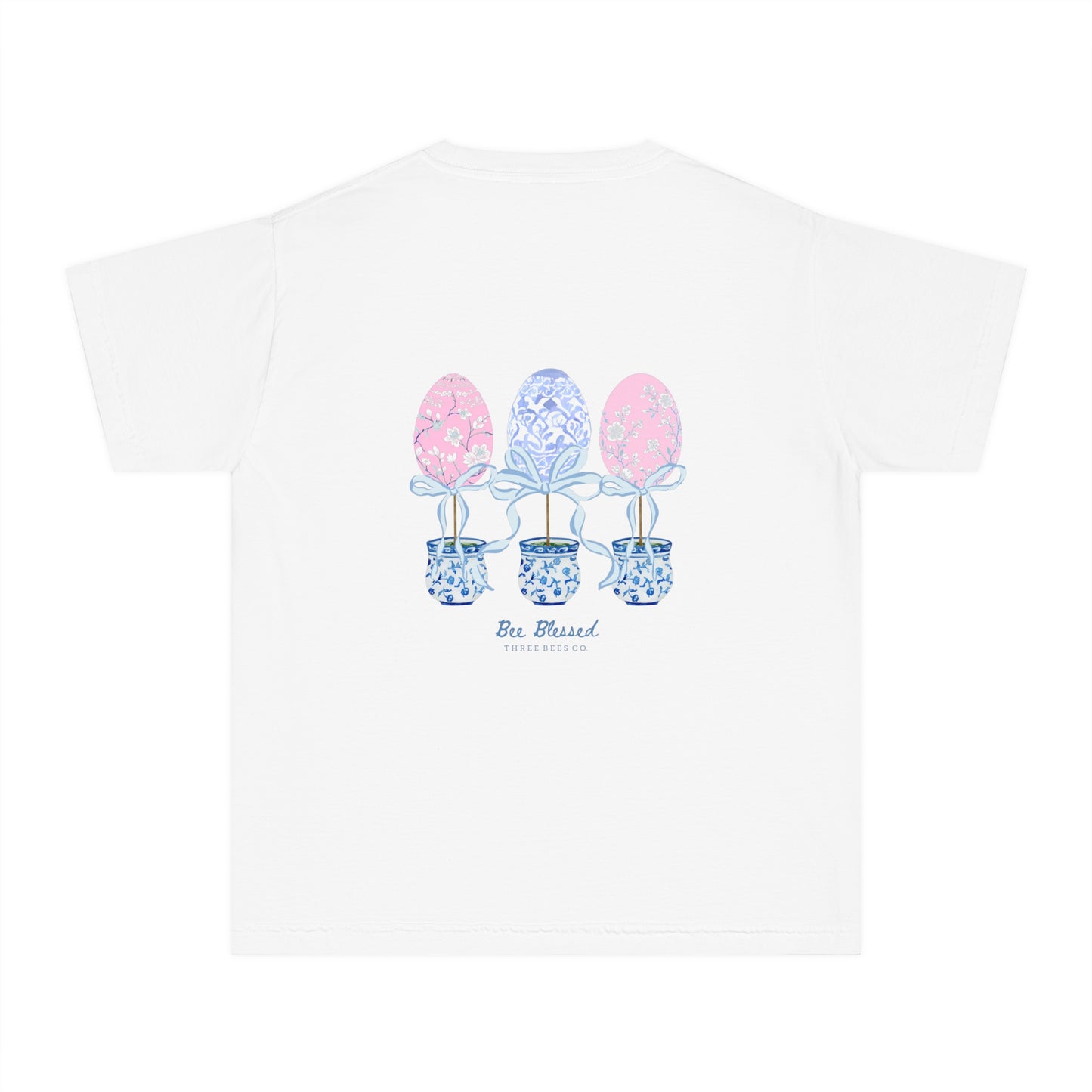 Bee Blessed Egg Topiary Trio Girls Short Sleeve Youth Hive Tee