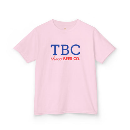 Kids Heavy Cotton Gildan Three Bees Co. in Blue and Red Hive Tee