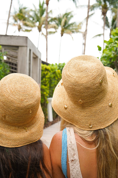 Raffia Bucket Hat with Charms