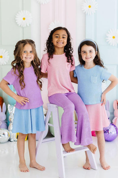 Bright Lilac Scrunchy Pocket Tee