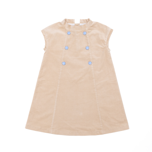 Isabel Dress in King's Way Khaki Corduroy