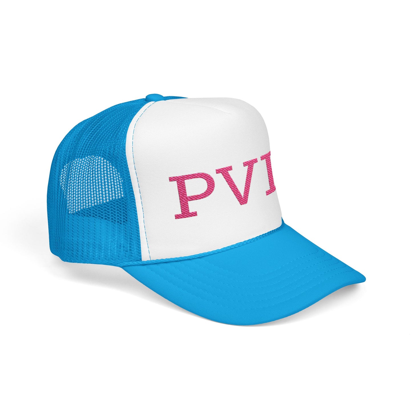 PVB Ponte Vedra Beach in Pink Embroidered Foam Trucker Otto Hat - Summer Vibe Accessory