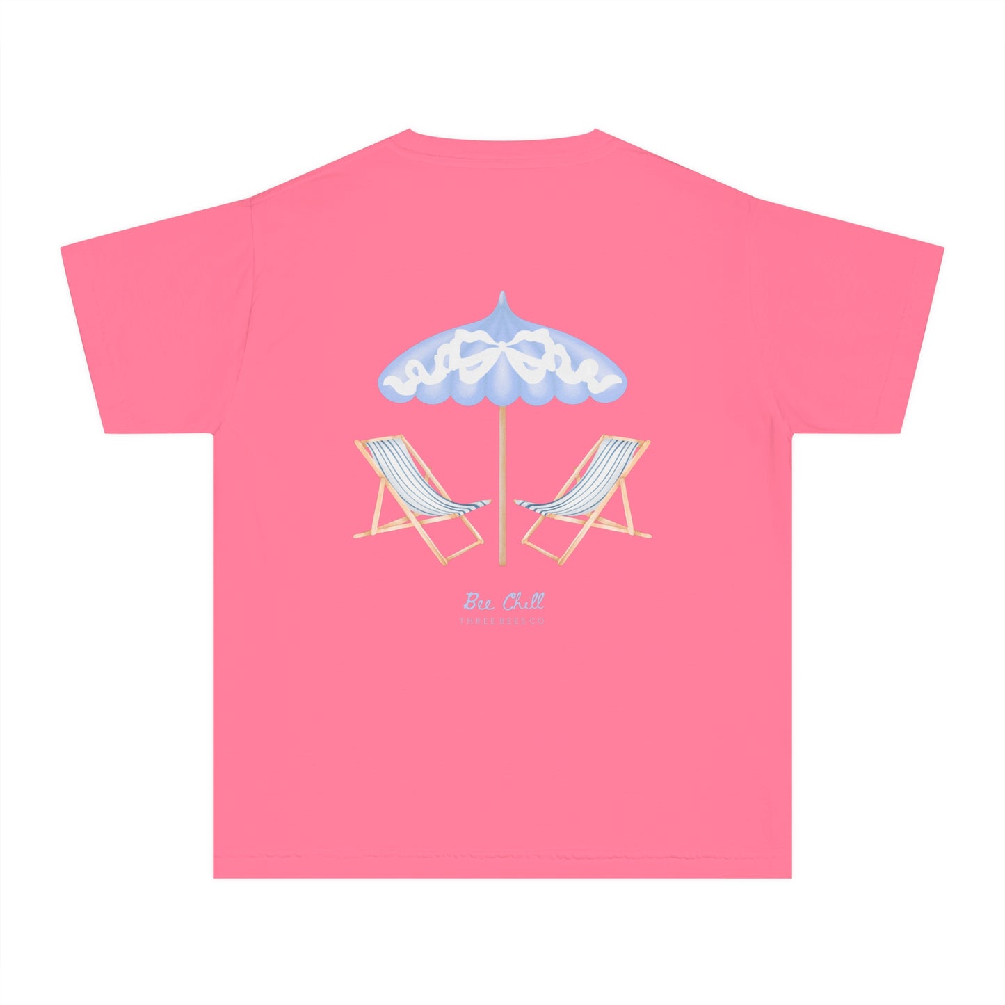 Be Chill Girls Beach Chairs and Umbrella Short Sleeve Youth Hive Tee