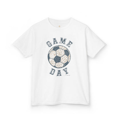 Kids Heavy Cotton Gildan Soccer Game Day Leopard Hive Tee