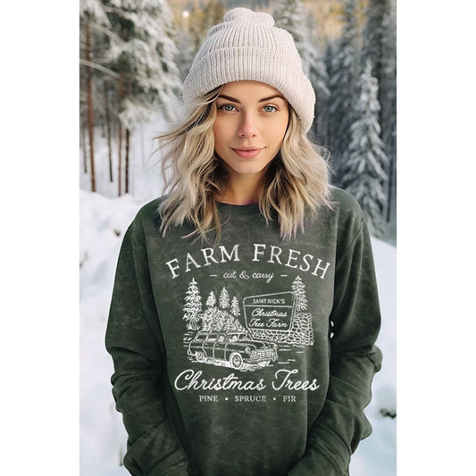 FARM FRESH CHRISTMAS TREES MINERAL GRAPHIC SWEATWHIRTS