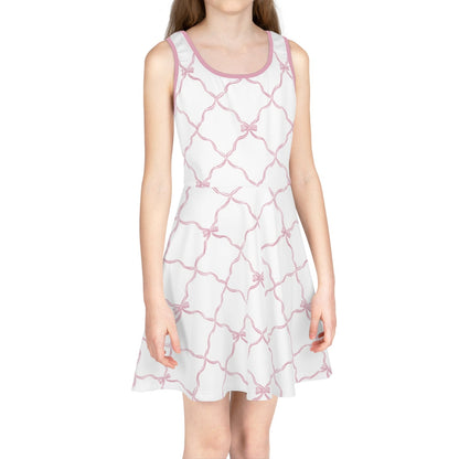 Trellis Bow Girls Sleeveless Knit Sundress - Pink