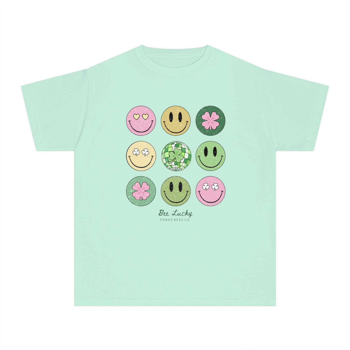 Bee Lucky Happy St. Patrick's Day Girls Short Sleeve Youth Hive Tee