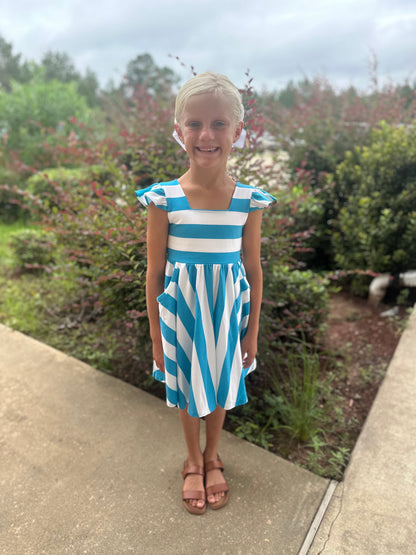 Turquoise Stripe Camille Dress