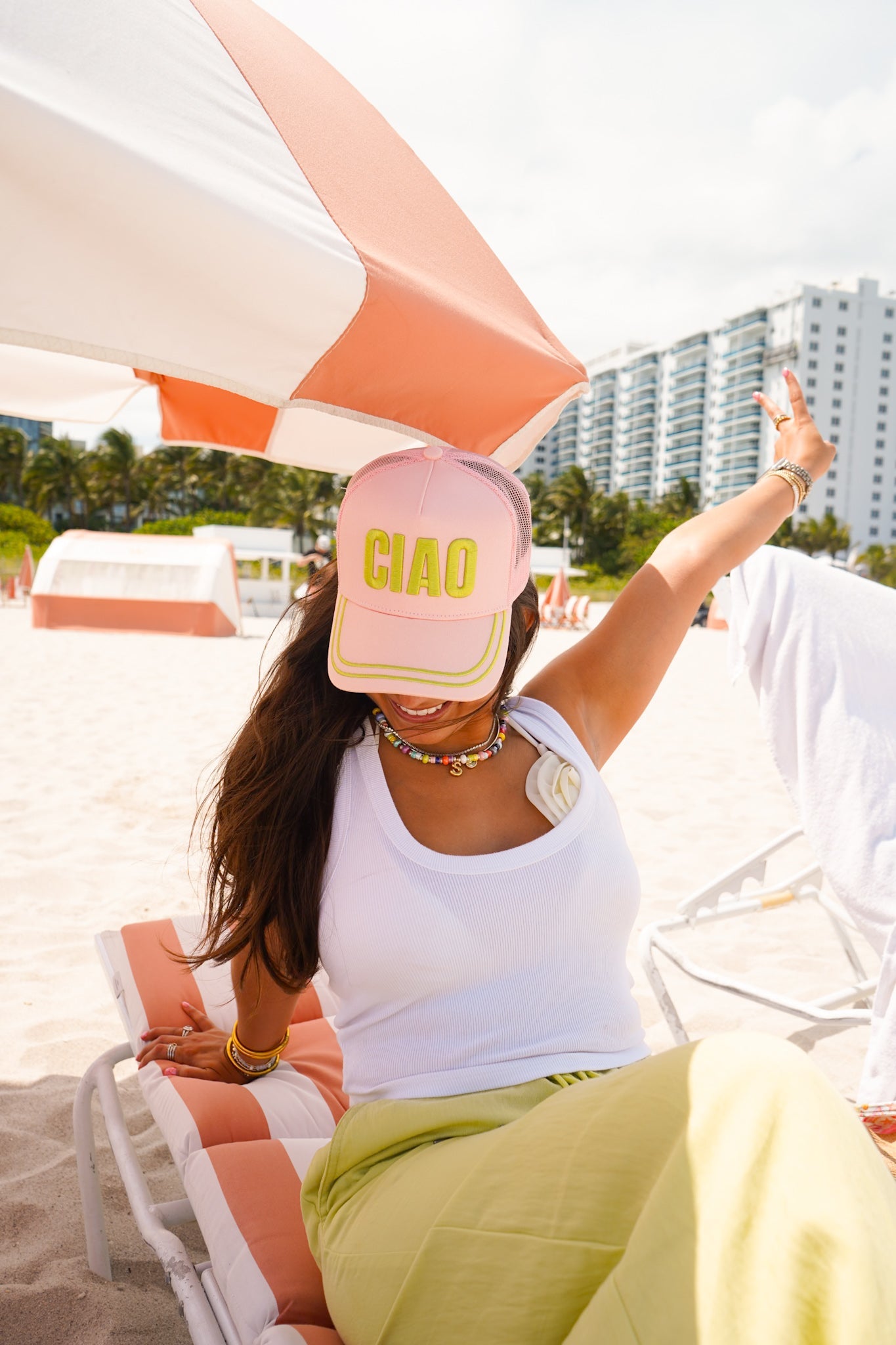 Ciao - Pink Canvas Trucker Hat