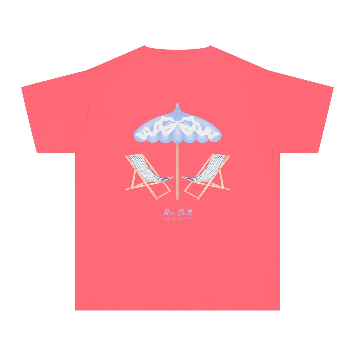 Be Chill Girls Beach Chairs and Umbrella Short Sleeve Youth Hive Tee