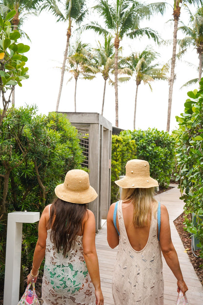 Raffia Bucket Hat with Charms