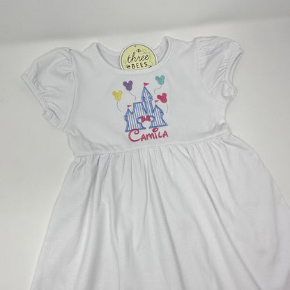 Princess Castle Applique with Balloons Girls Top