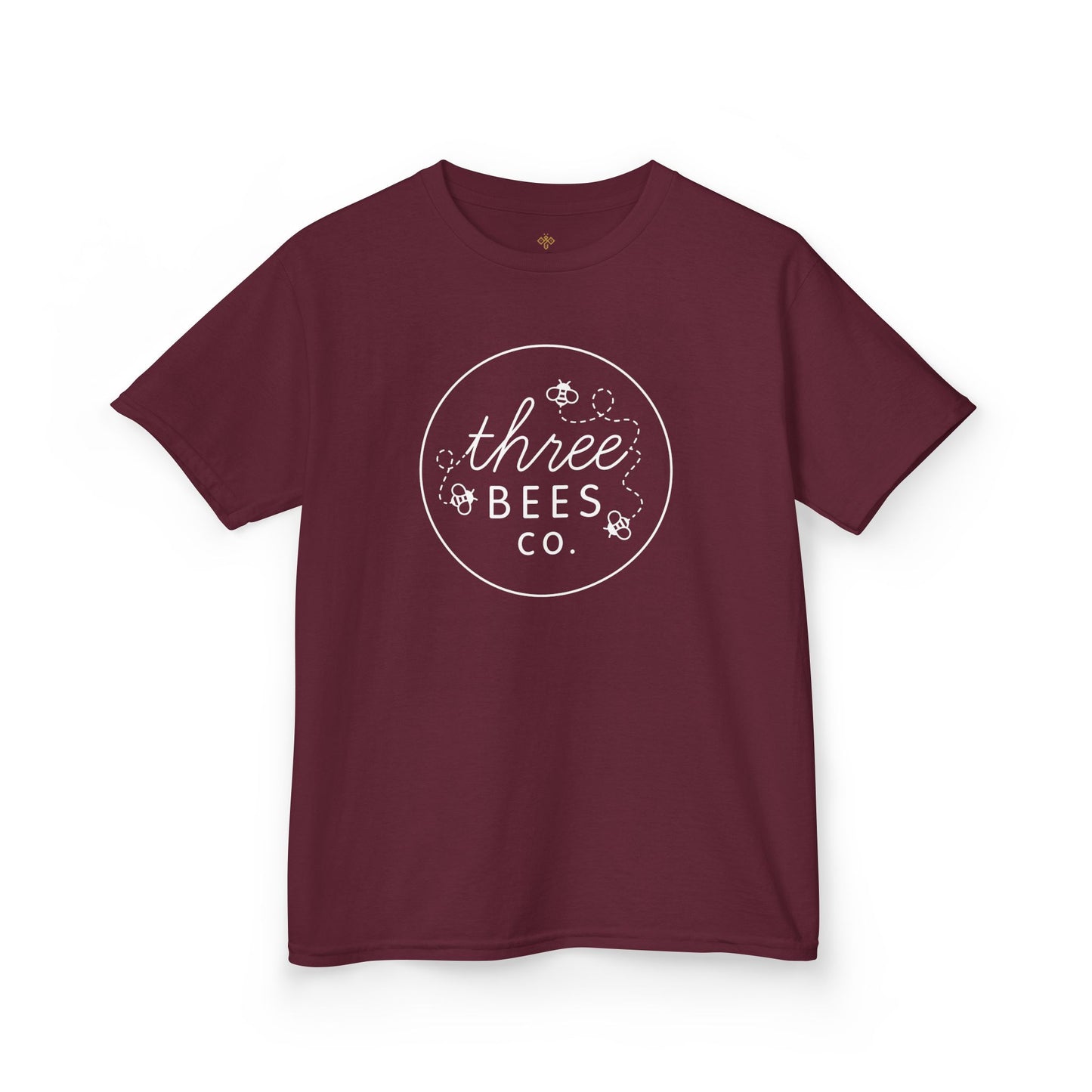 Kids Heavy Cotton Gildan Three Bees Classic Logo in White Hive Tee