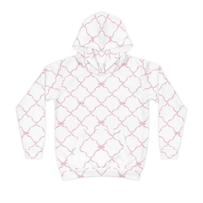 Trellis Bow Youth Hoodie Activewear - Pink