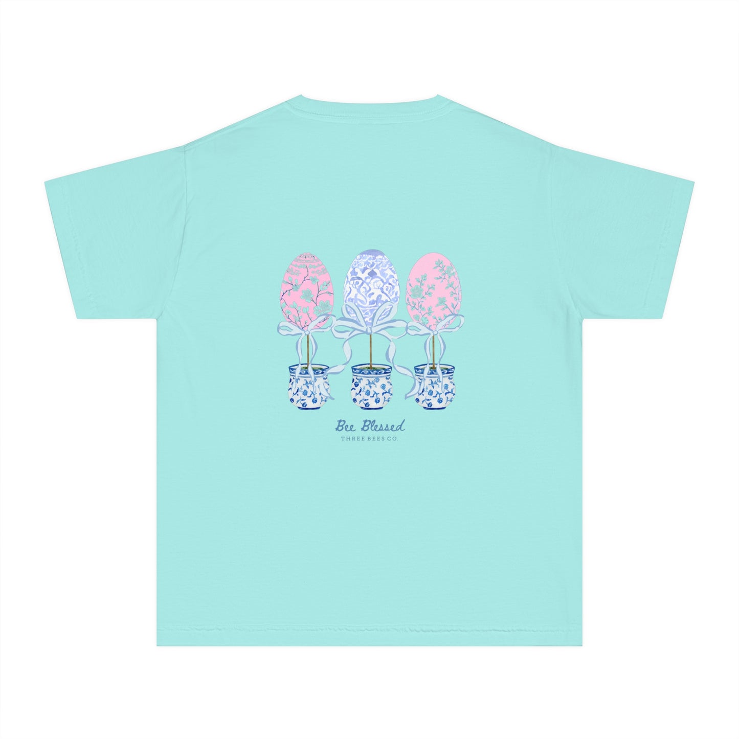 Bee Blessed Egg Topiary Trio Girls Short Sleeve Youth Hive Tee