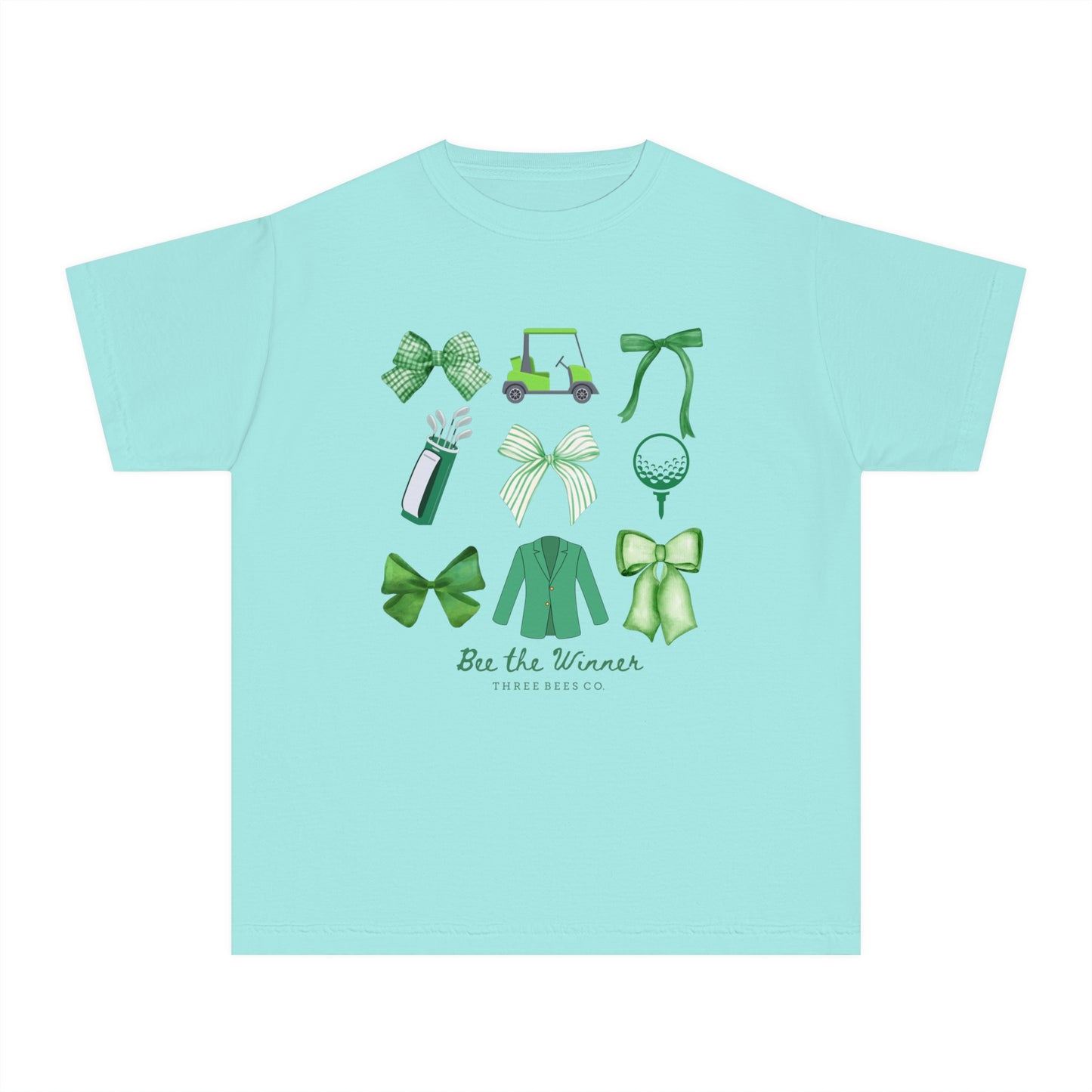 Bee the Winner Girls Green Bows Golf Short Sleeve Youth Hive Tee